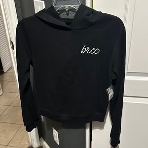 BRCC Black Cropped Hoodie with Script Logo